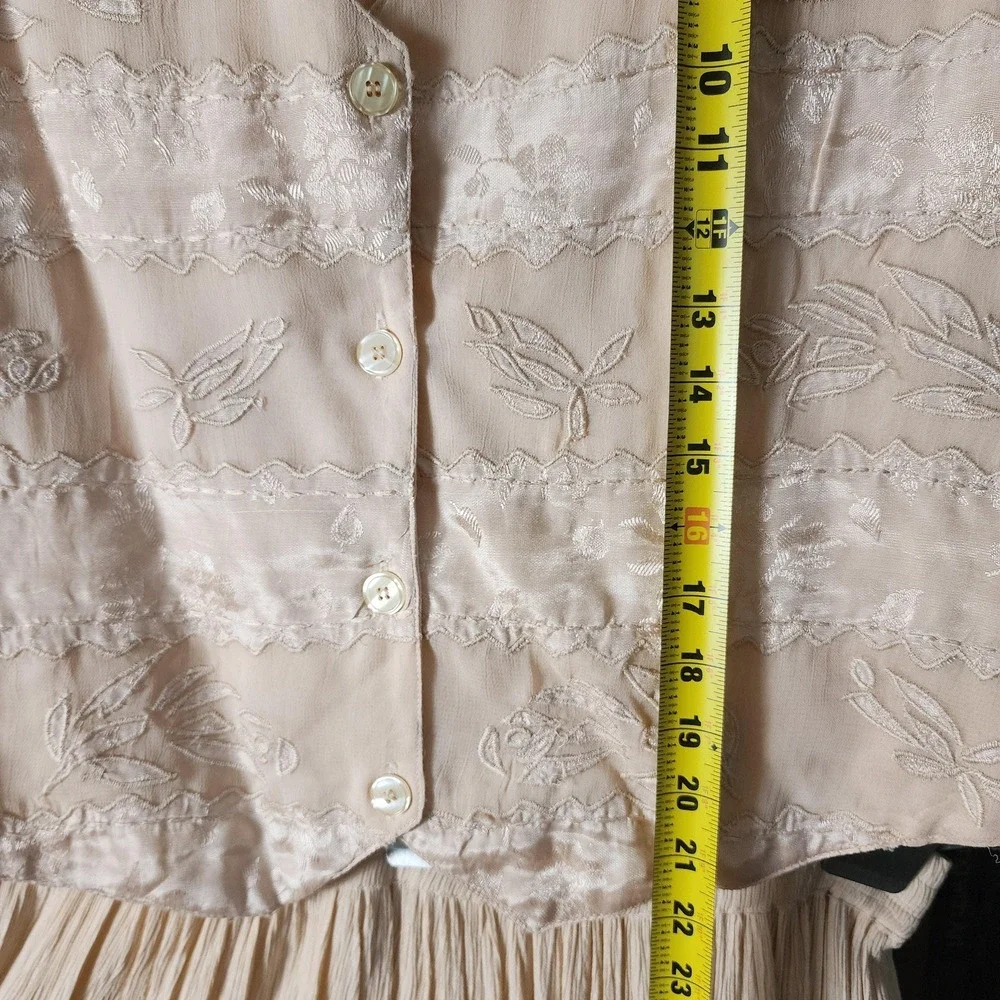 Asaro Petite Collection Vintage Pink Peach Embroidered Rayon Cotton Vest‎ PL